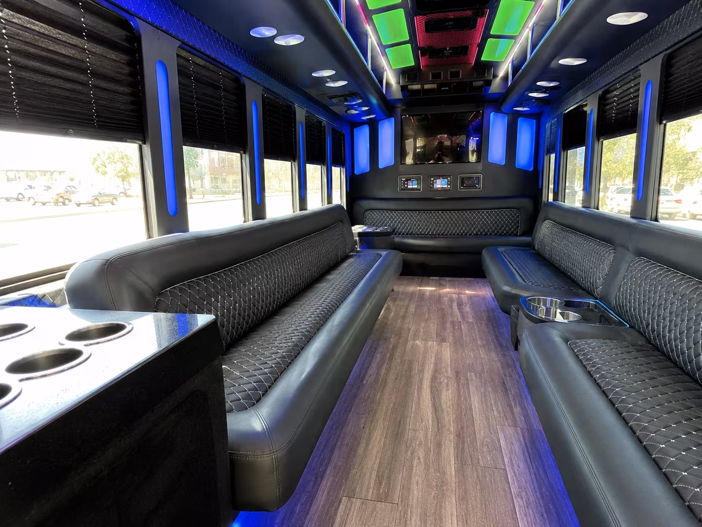 cedar hill 15 passenger party bus inside