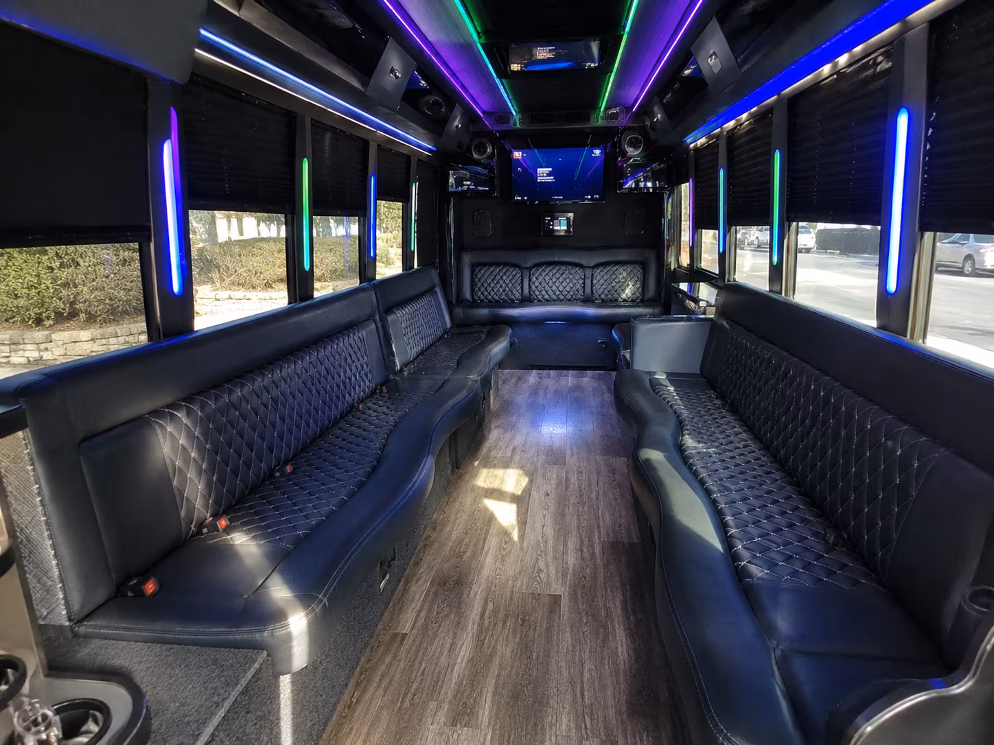 cedar hill 15 passenger party bus interior