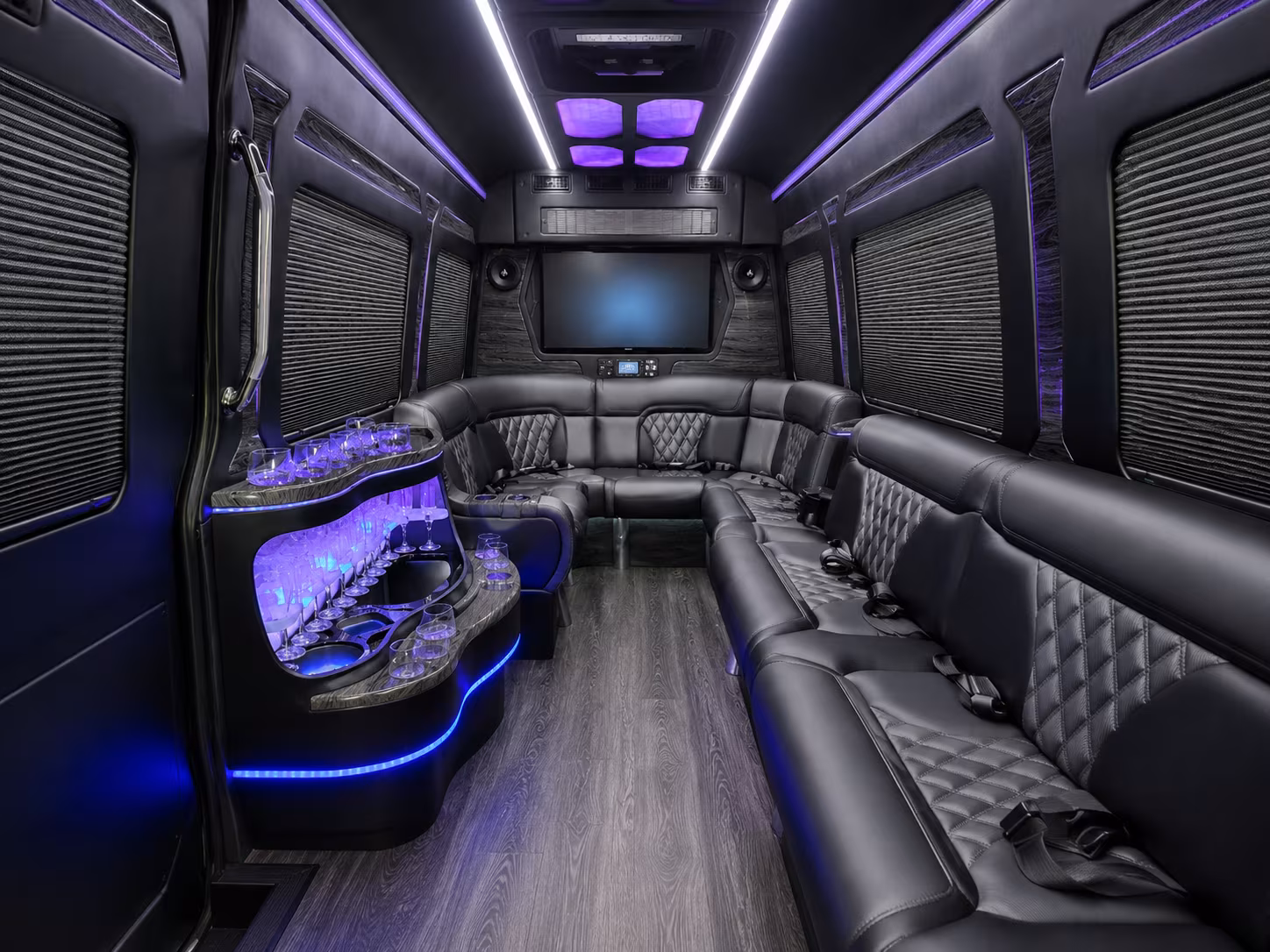cedar hill 18 passenger party bus inside