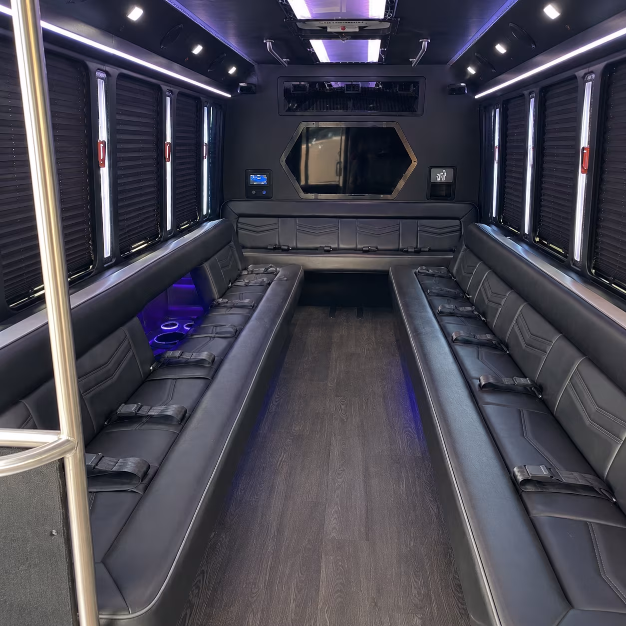 cedar hill 18 passenger party bus interior