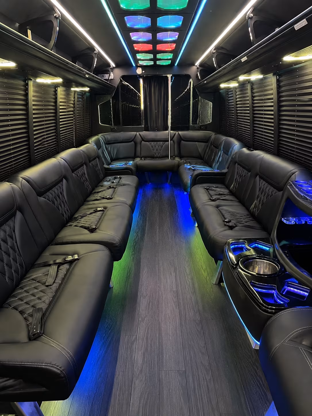 cedar hill 20 passenger party bus interior