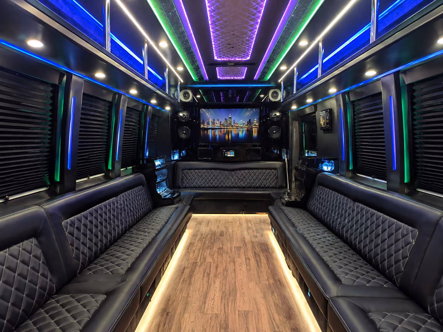 cedar hill 25 passenger party bus interior