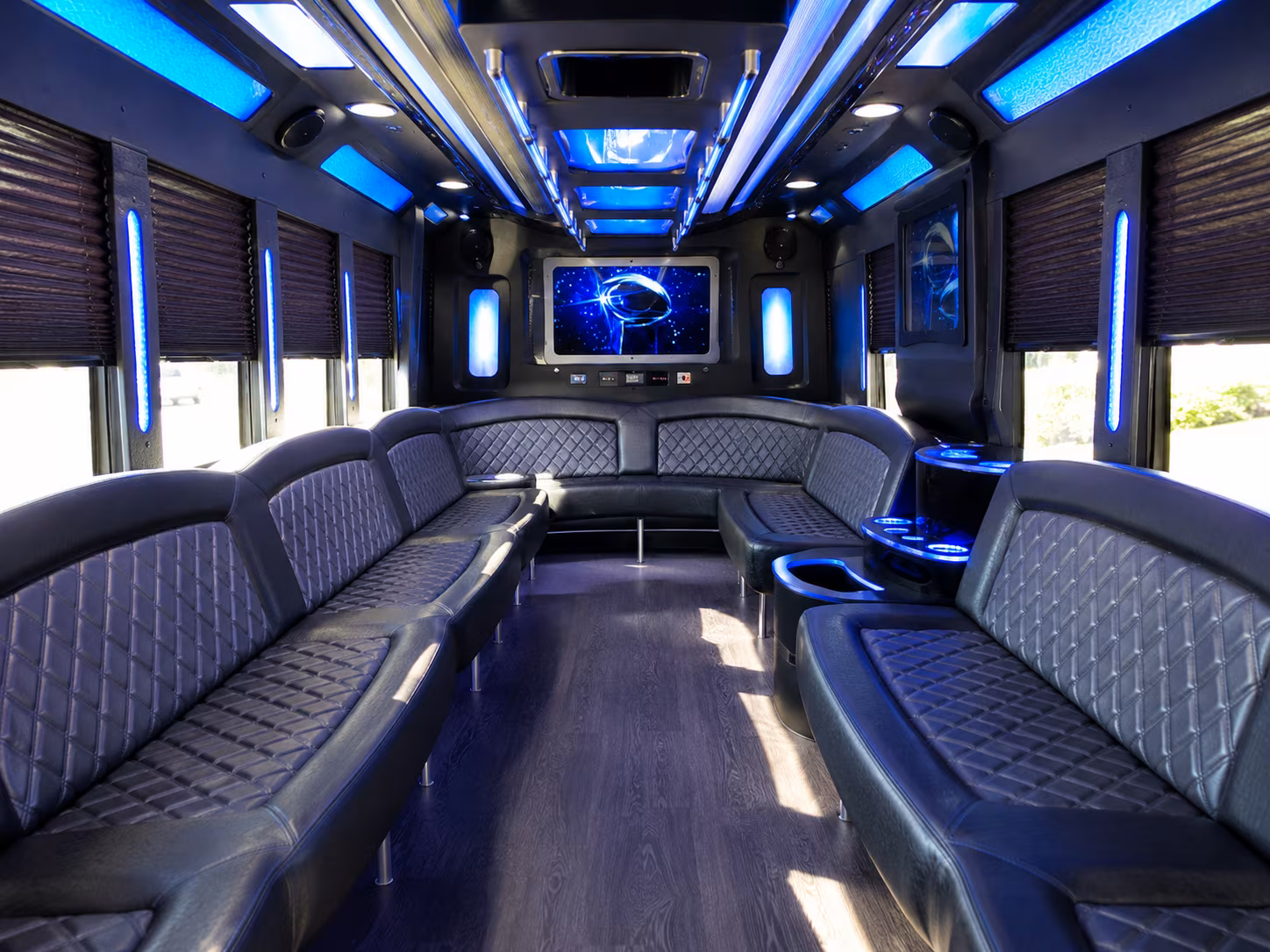 cedar hill 28 passenger party bus inside