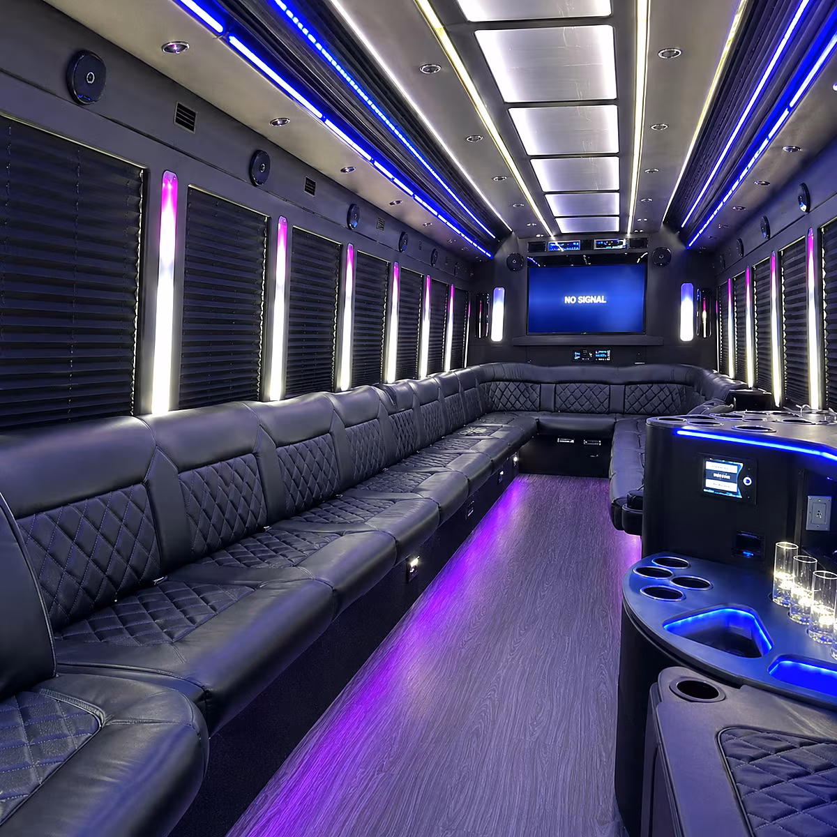 cedar hill 30 passenger party bus inside