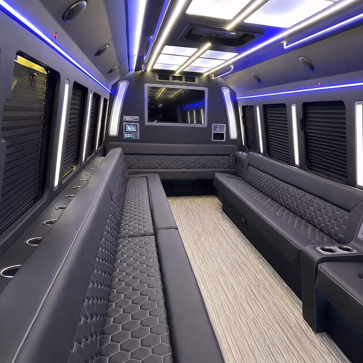 cedar hill 40 passenger party bus inside