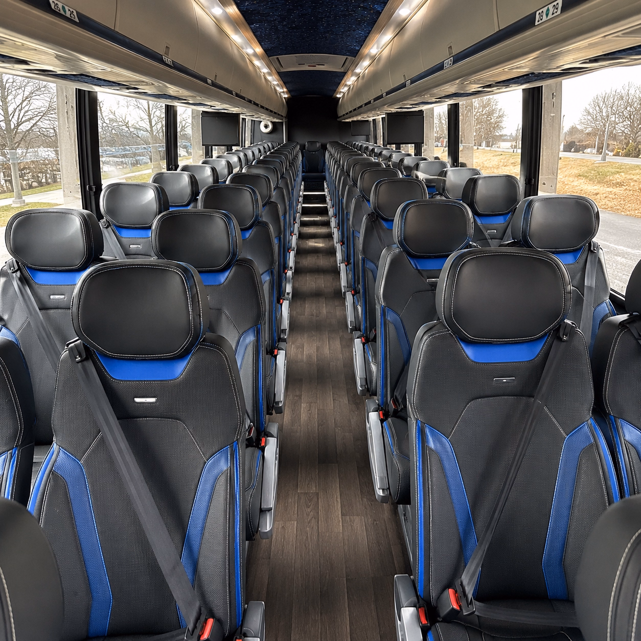 mansfield charter bus rental interior