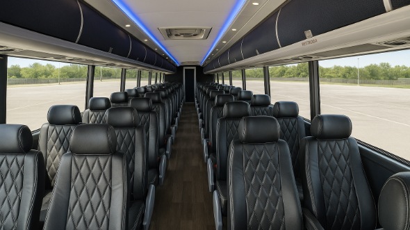 Interior of Charter Bus Company Cedar Hill's 50 Passenger Charter Bus in Cedar Hill
