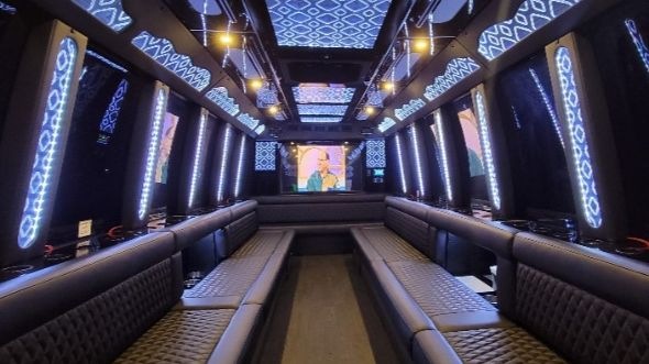 Interior of Charter Bus Company Cedar Hill's Party Bus in Cedar Hill