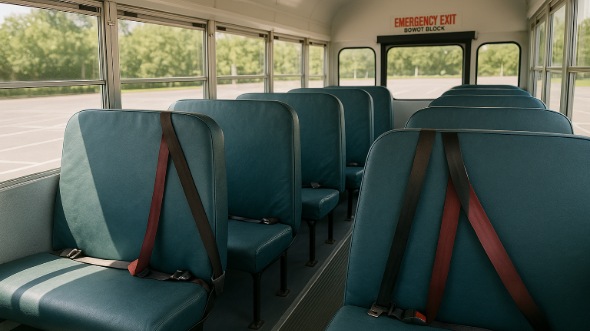 Interior of Charter Bus Company Cedar Hill's School Bus in Cedar Hill